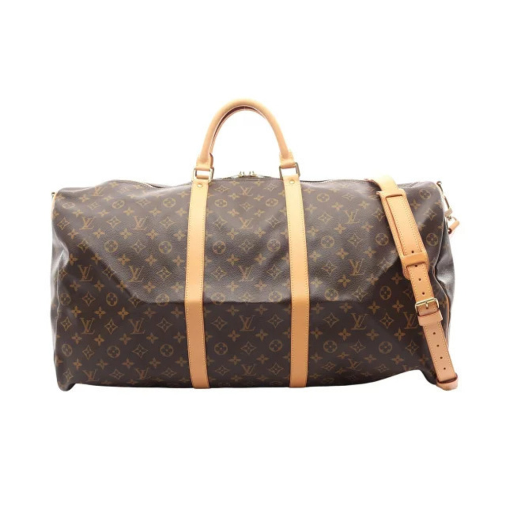 Louis Vuitton Keepall Bandouliere Canvas Leather Monogram Travel Bag Brown